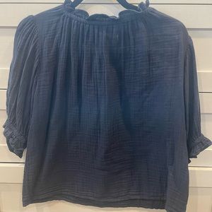 Velvet navy blouse in xs